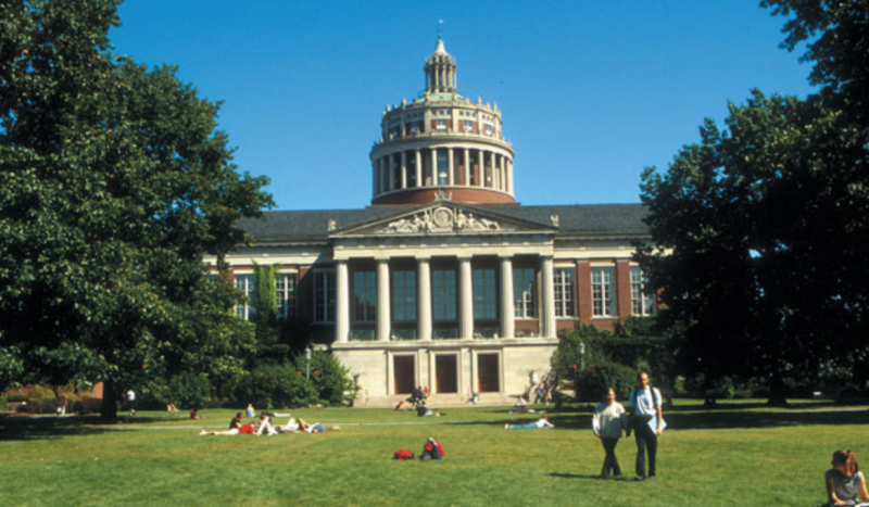 University of Rochester Campus Library with students